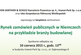 Bezpłatne seminarium 'Rynek zamówień publicznych w Niemczech na przykładzie branży budowlanej'.