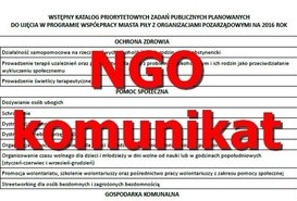 NGO: Wstępny katalog priorytetowych zadań publicznych na 2016 