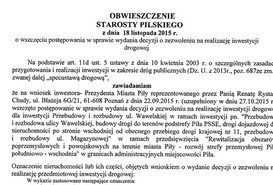 Obwieszczenie Starosty Pilskiego z dnia 18 listopada 2015 r.