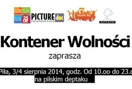 Kontener Wolności na pilskim deptaku. 