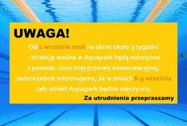 Aquapark w Pile informuje.