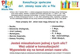 Zmiana nazw 12 ulic w Pile - konsultacje społeczne. 