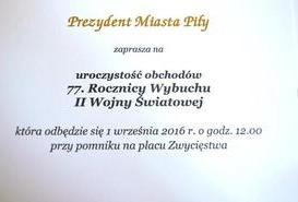 Uroczystość obchodów 77. rocznicy wybuchu II wojny światowej.