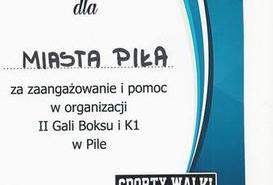 Podziękowanie dla Miasta Piły. 