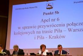 Apel Rady Miasta Piły w sprawie przywrócenia połączeń kolejowych na trasie Piła – Warszawa i Piła - Kraków.