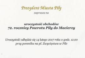 Uroczystość obchodów 72. rocznicy Powrotu Piły do Macierzy