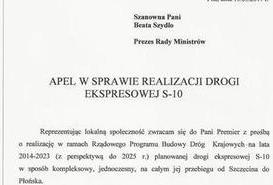 APEL W SPRAWIE REALIZACJI DROGI EKSPRESOWEJ S-10. 