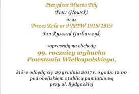 99. ROCZNICA WYBUCHU POWSTANIA WIELKOPOLSKIEGO