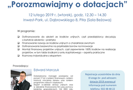 „Porozmawiajmy o dotacjach” - spotkanie bezpłatne