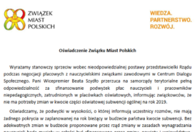 Oświadczenie Związku Miast Polskich 