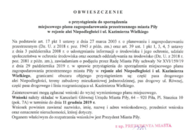 Obwieszczenie o przystąpieniu do sporządzenia miejscowego planu zagospodarowania przestrzennego miasta Piły w rejonie alei Niepodległości i ul. Kazimierza Wielkiego