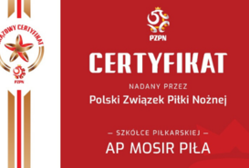 Certyfikat PZPN dla Akademii Piłkarskiej MOSiR 
