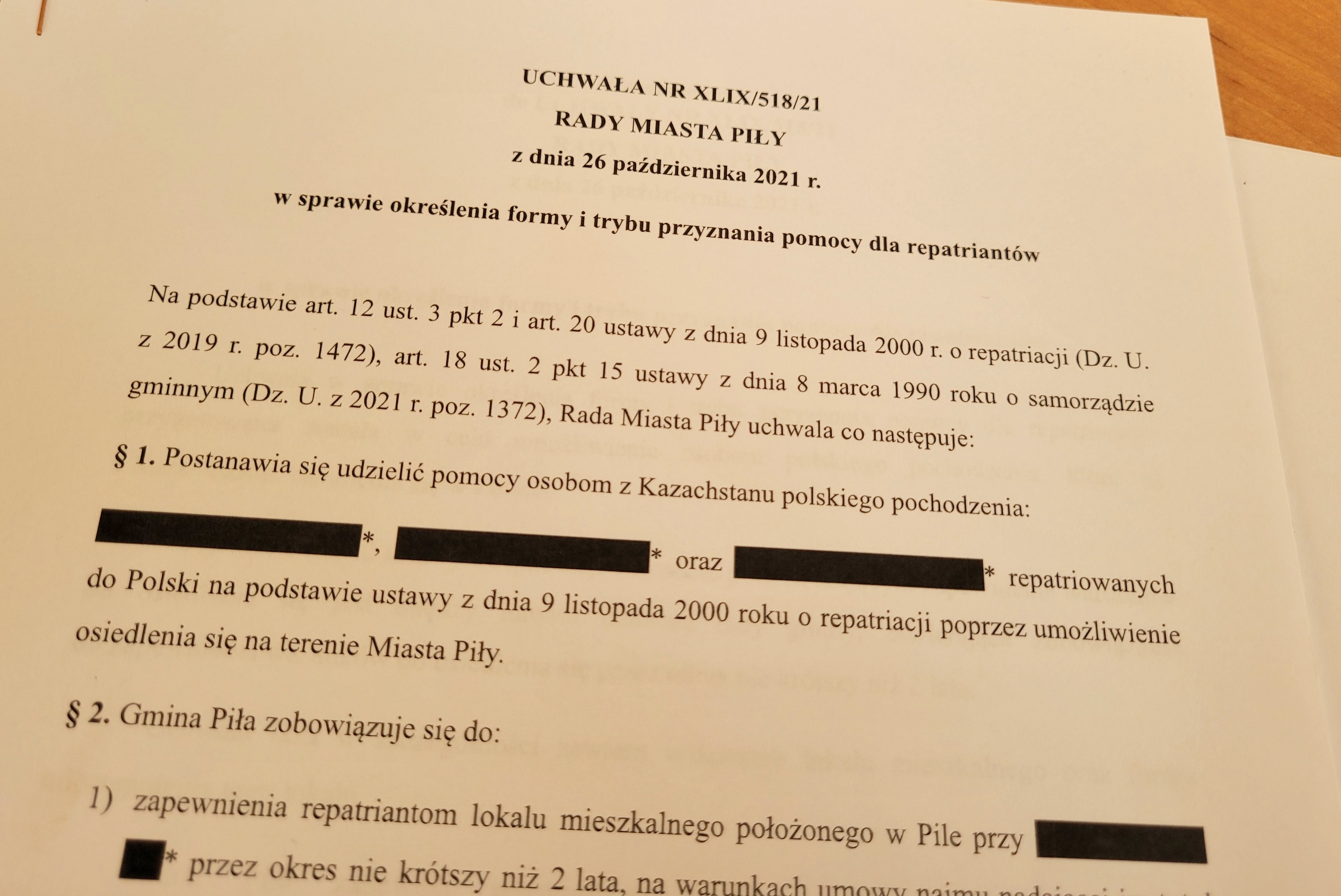Dokument przedstawia treść uchwały Rady Miasta Piły o Repatriacji. Dokument jest dostępny tutaj: http://bip.pila.pl//cms_inc/cms_pobierz_dokument.php?id=153&dok_id=40048