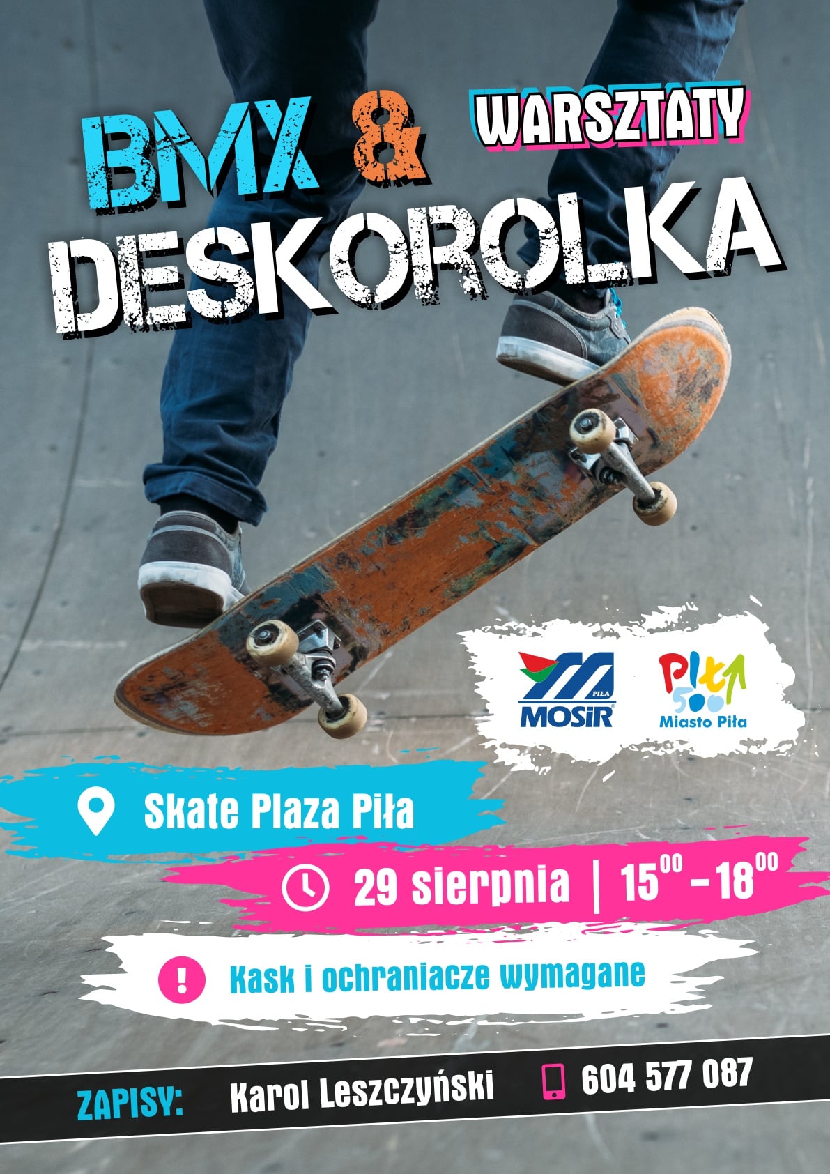 deskorolka i nogi oraz informacje dot. warsztatów
